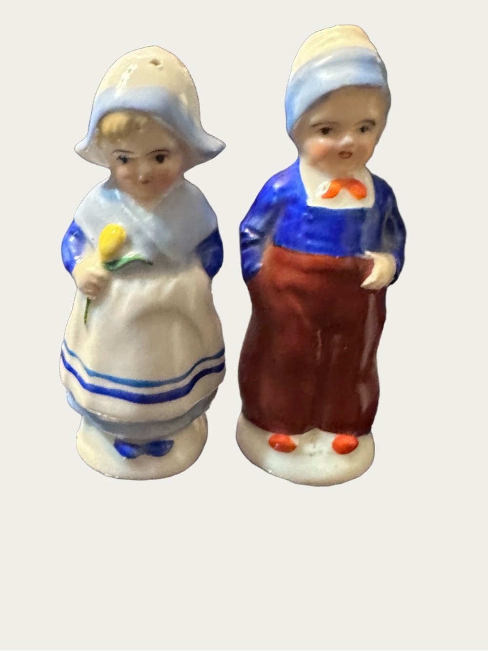 Salt and Pepper Shakers Vintage Japanese Ceramic Dutch Boy and Girl Antique Set